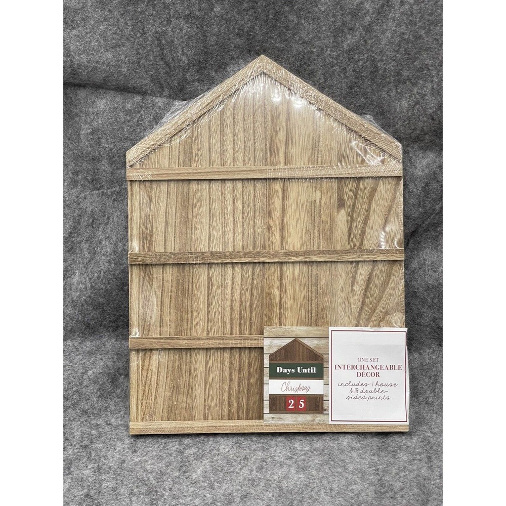 Days Until Christmas Hanging Wooden House Calendar 18 Double sided Prints New